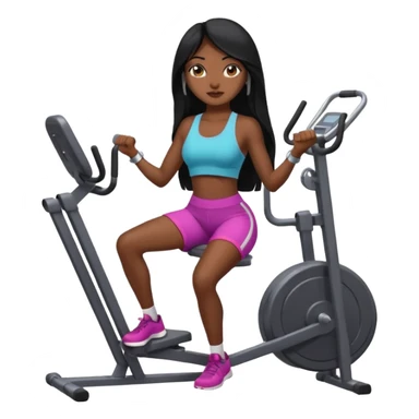 Long black hair desi girl with gym equipment sticker