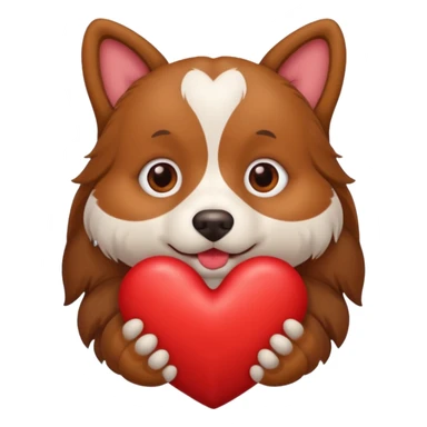 A dog holding a large heart in its mouth (modeled after the dog image attached) sticker