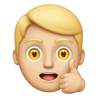 Original yellow Emoji face stressed out with one eye half open quivering out of anxiety and a singular thumbs up sticking out. . The right eye needs to be half closed  sticker