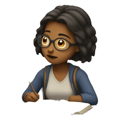 girl studying while looking tired sticker