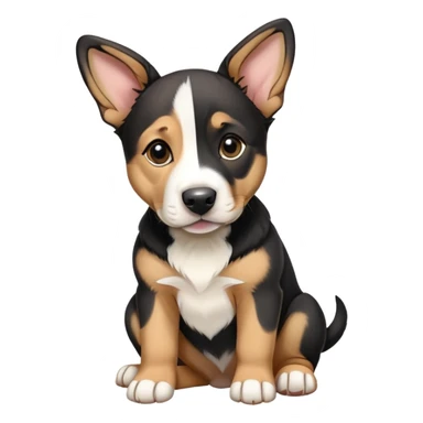 Pit bull/german shepherd mixed puppy colored mostly black, with tan and white with ears not pointed sticker