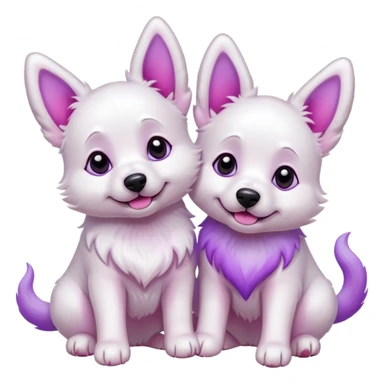 two white dogs with pink and purple dyed ears and paws sticker