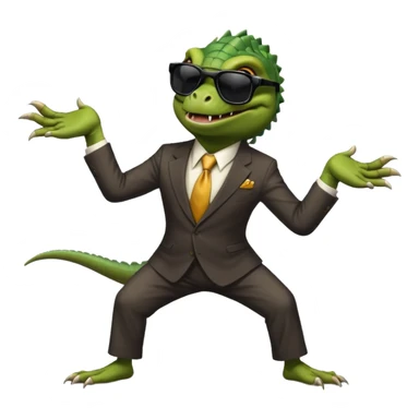 capitalist iguana banker godfather with black sunglasses breakdance scaring sticker