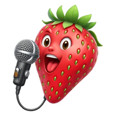Strawberry with microphone singing loudly sticker
