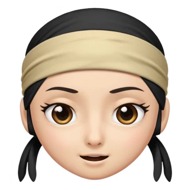 ninja face emoji style, big eyes, headband, winking, no cup shape sticker