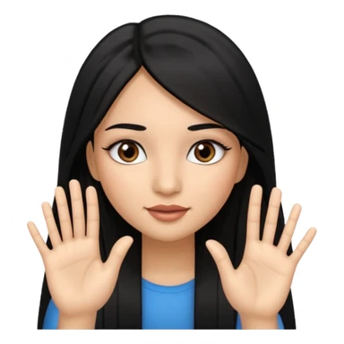 latina girl with straight long hair thats black memoji with nail no lipstick thats a baddie with lashes with 5 fingers sticker