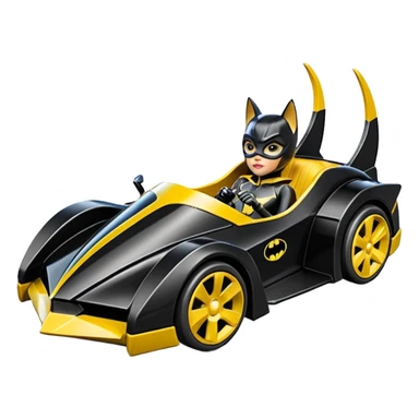 Hot wheels cartoons BatGirl’s stealth retro cat burglar sporty futuristic pursuit mobile two seater car (reclined seating position) sticker