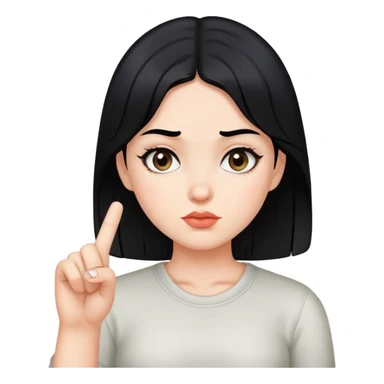 girl with black hair giving a side eye and giving middle finger sticker