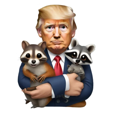 Donald trump holding a squirrel and raccoon  sticker