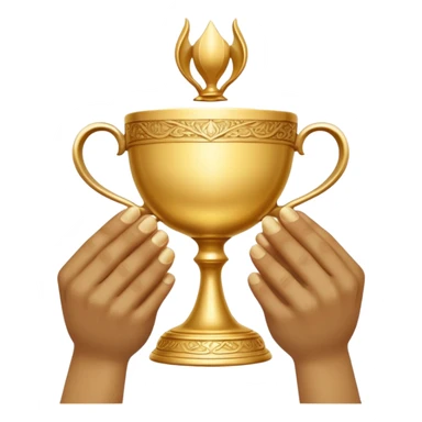 four hands hold a golden cup sticker