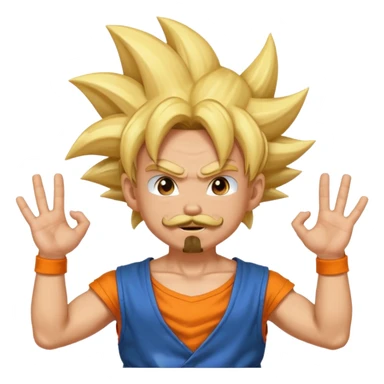 puedes hacer un chico con perilla y bigote el piercing septum y dos aros en las orejas haciendo la pose de goku super saiyan sticker