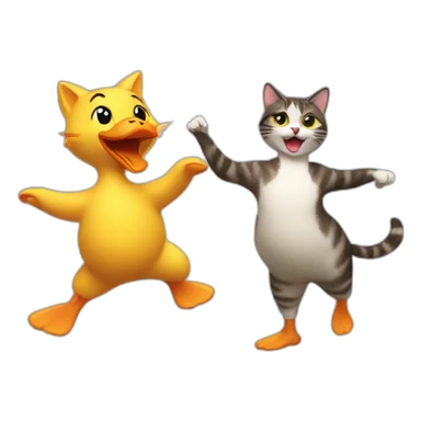 Dancing cat and duck sticker