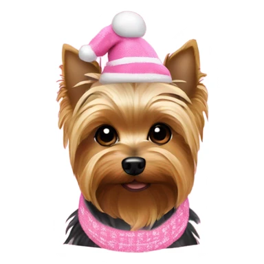 Yorkie dog wearing a pink Christmas sweater sitting down sticker