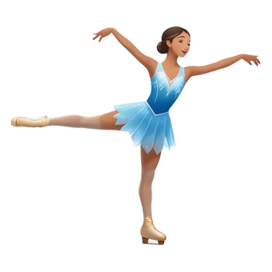 An icon showing a graceful figure skater performing a spin on the ice in a grand ice palace. The rink is illuminated by soft light beams, with cheering spectators in the stands. Snowflakes gently fall, adding to the magical atmosphere. Transparent background highlights elegance and artistry. sticker