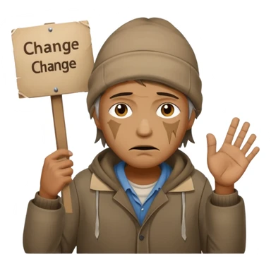 A homeless person asking for change ￼ sticker