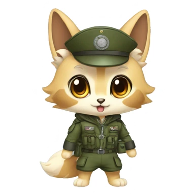 Anthro Chibi-style-Fur-Sona-Fakémon with a military outfit Full Body sticker