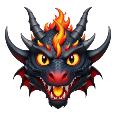 A black dragon with red flamings eyes and great black horns. sticker