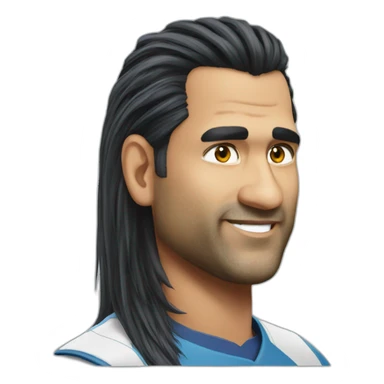 Ms dhoni long hair sticker