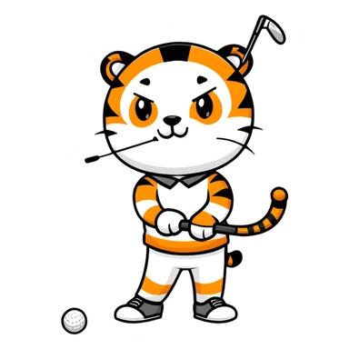 Tigre jugando a golf  sticker