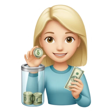 girl enter money in tube sticker