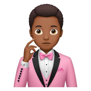 ambitious thinking about moneyemoji, black person, pink tuxedo sticker