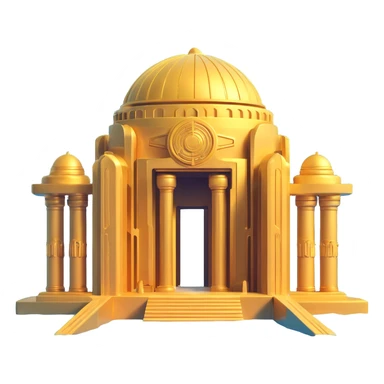 complete golden Anunnaki underwater base with visible domes and pillars, futuristic architecture sticker