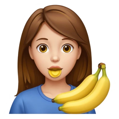 Brown hair Girl with banana in her mouth sticker