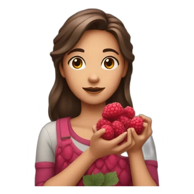 A girl with raspberries in her hands sticker