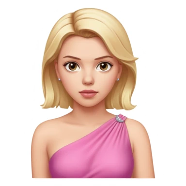 Scarlett Johansson with one shoulder stunning pink dress and blonde hair sticker