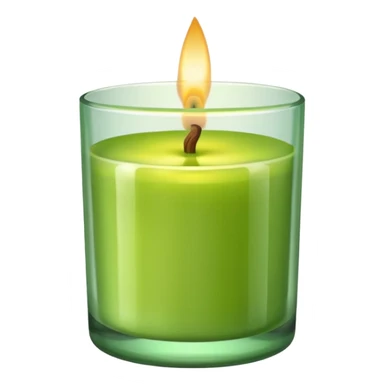 Green pistachio color candle in a glass container sticker