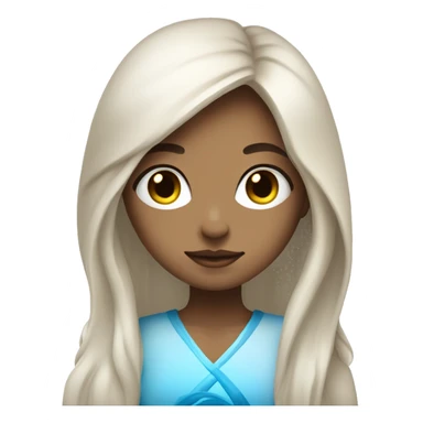 a spiritual girl with blue energy around her, peaceful and soothing, wit long hairs and white skin tone sticker