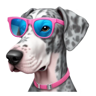 Blue Merle Great Dane wearing pink sunglasses sticker