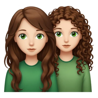 Two besties: 1: long straight brown hair, green eyes 2: long curly brown hair, brown eyes give them a judgy look sticker
