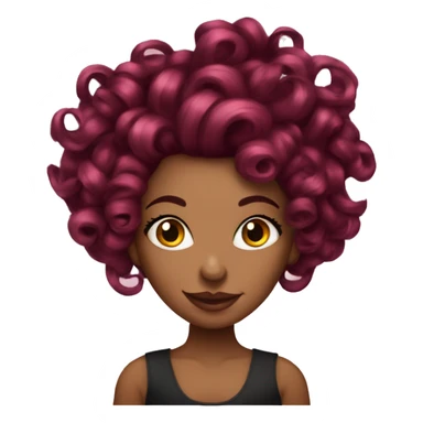 Beautiful tattooed  burgundy long haired woman with curlers in her hair sticker