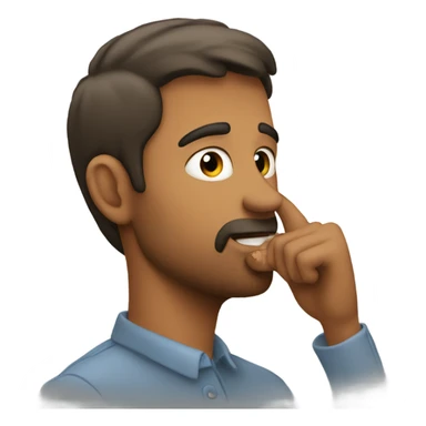 A man shushing then sliding his finger on his jawline sticker