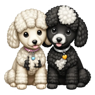 Un caniche blanco y otro caniche negro,los dos separados Y que sean caniches sticker