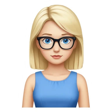 Photo Realistic 50's pin up,  blonde, black glasses and blue eyes full figure sticker