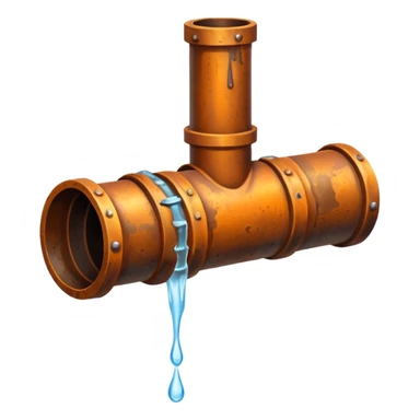 sewer steel pipe with leaking water  sticker