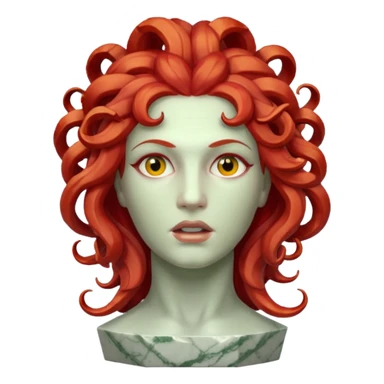 statue head medusa red hair marble sticker
