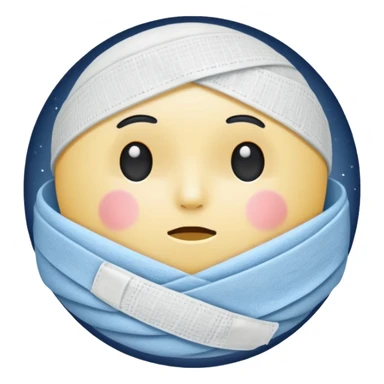 moon wrapped in bandage like “overworked” sticker