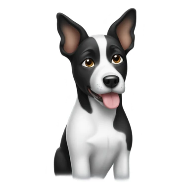Black and white dog with one ear up and one ear down  sticker