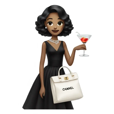 girl in black chanel dress with martini  sticker