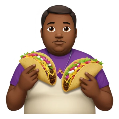 Fat black guy wearing Taco Bell shirt while eating two tacos  sticker