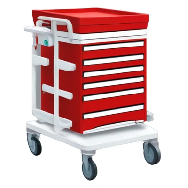 Singular Red medical crash cart is a mobile, multi-drawer unit designed to store and organize emergency medical supplies and equipment sticker