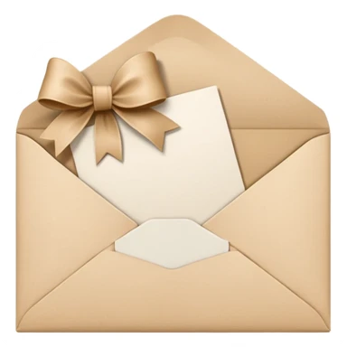 an open beige envelope with a bow with a letter sticking out of it sticker