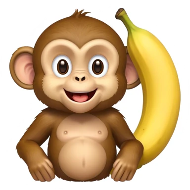 Monkey with banana smile sticker