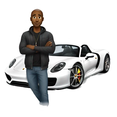 An black man with a 918 Spyder Porsche  sticker