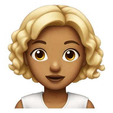 A girl with a puppy dog look and a twisted lip sticker