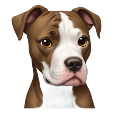 Pitbull and lacy dog mix, pronounced brindle color, whiteish pale chest and small amount of white above the nose and i between eyes, 65 pounds, full flappy ears sticker
