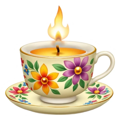 flower patterned teacup candle sticker